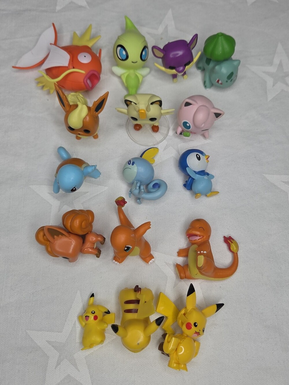 Lot of 16 Pokemon Figures Pikachu Charmander Squirtle Bulbasaur Magikarp Celebi